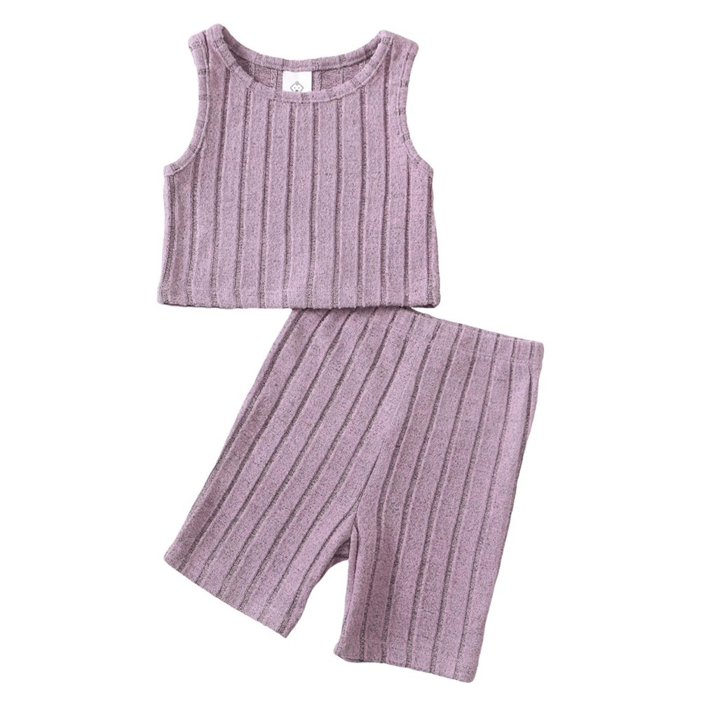 Lilac Super Soft Cropped Tank Top and Bike Short Outfit Bundle Set 5T 5